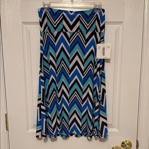 Chevron Patterned Blue and Black Skirt